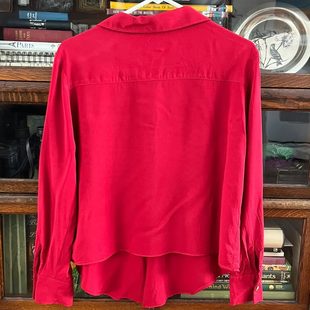 Karen Kane Red Button-Up Tie Front Blouse - Picture 3 of 14